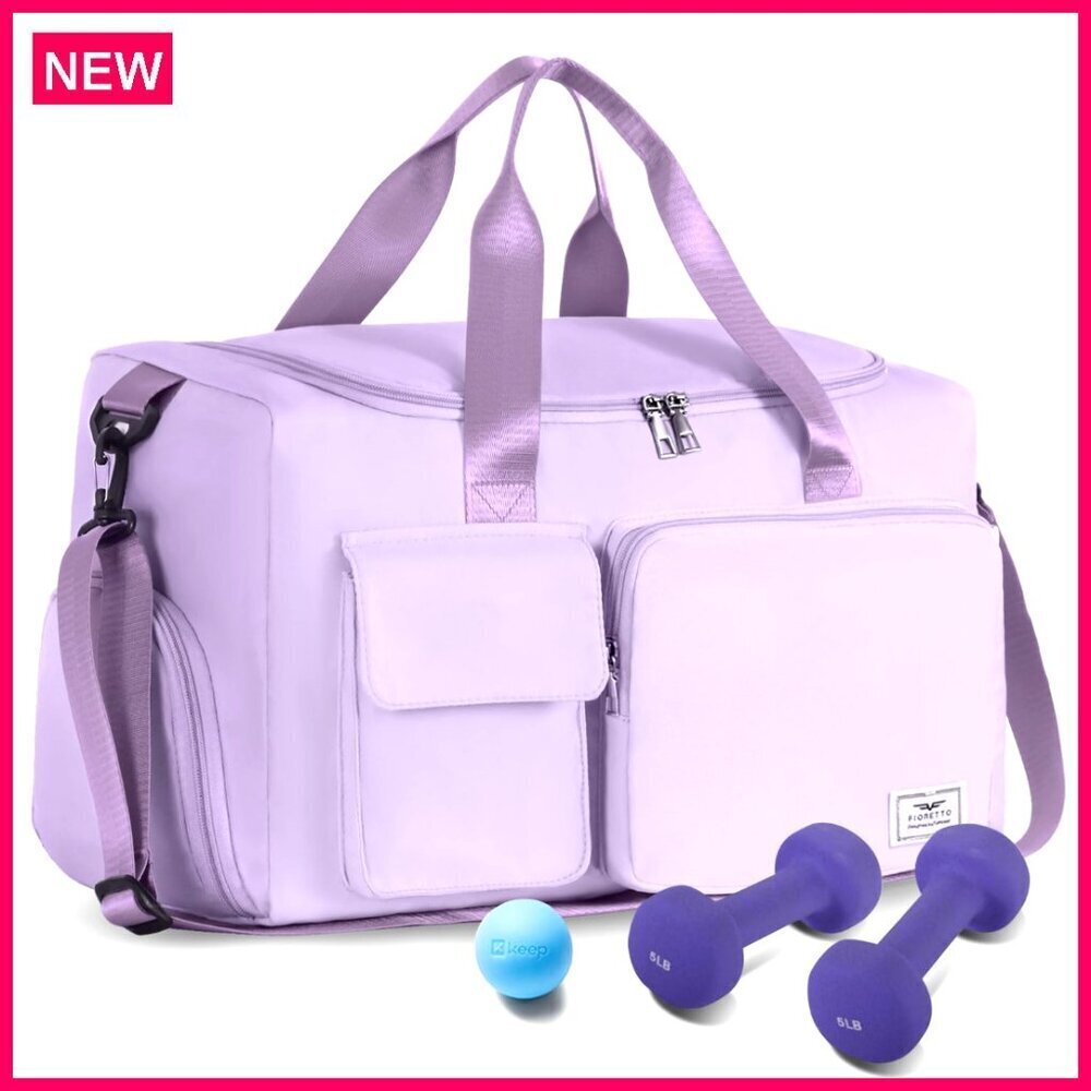 37L Gym Duffle Bag with Shoe Compartment, Wet Pocket, Trolley Sleeve